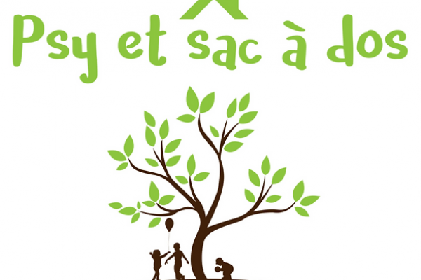 Logo de Psy et Sac à Dos montrant un arbre et des enfants.