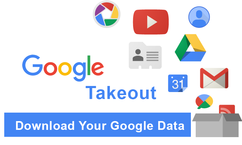 Logo Google TakeOut avec les logos des services Google