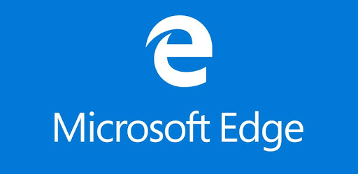 Logo Microsoft Edge blanc sur fond bleu