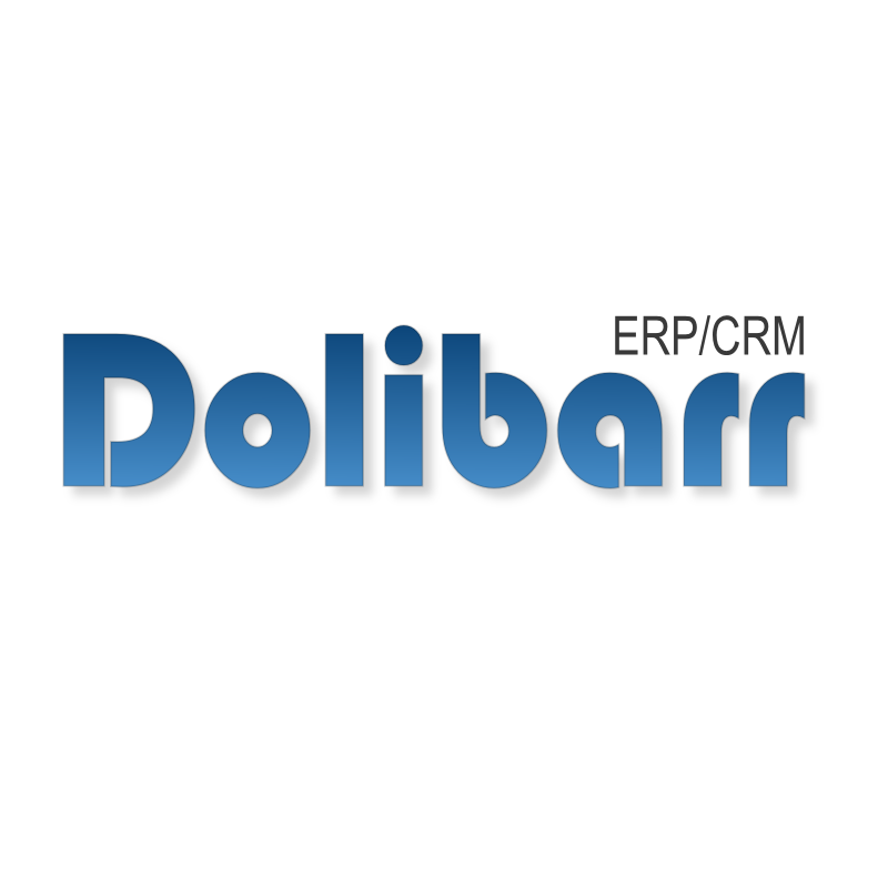 Logo de l'application web ERP CRM. Caractères bleus sur fond blanc.