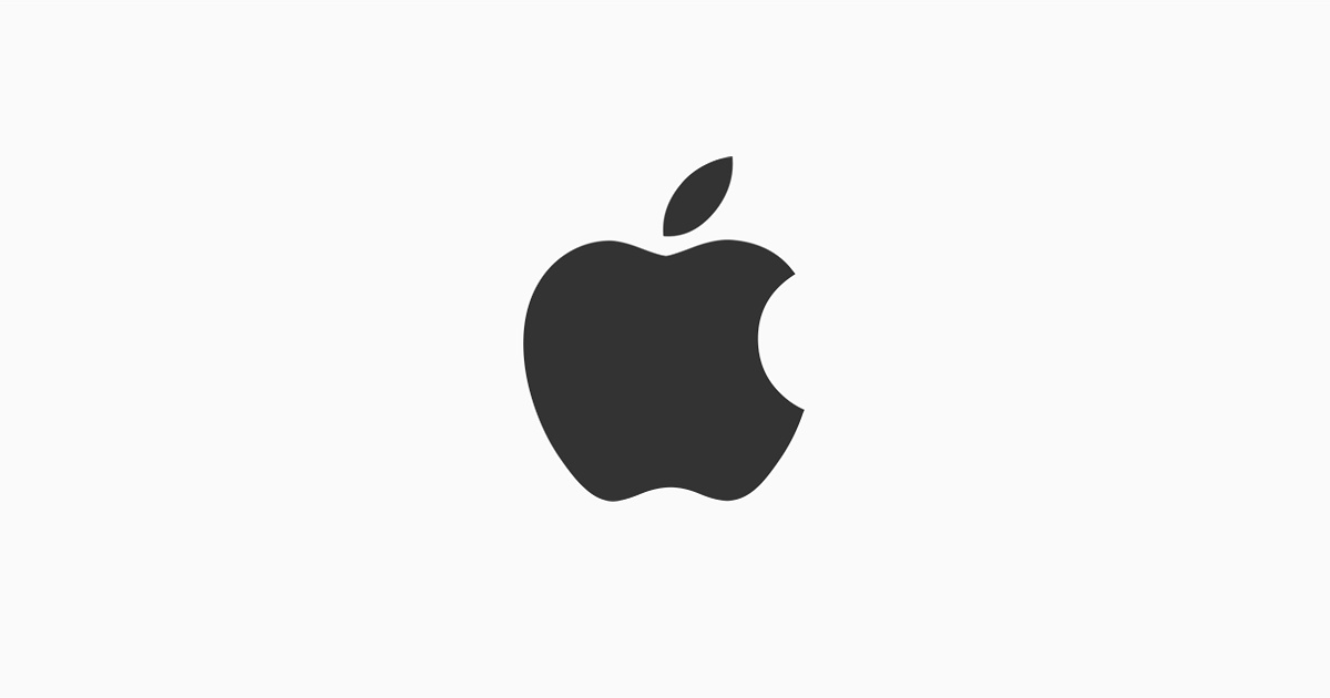 Logo de la société Apple : pomme noir sur fond blanc.
