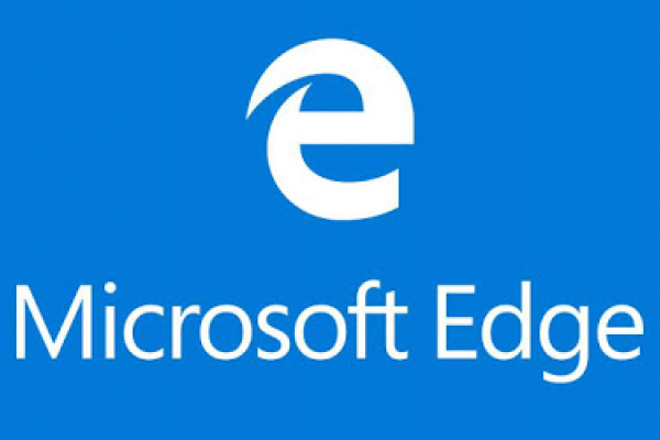 Logo Microsoft Edge blanc sur fond bleu