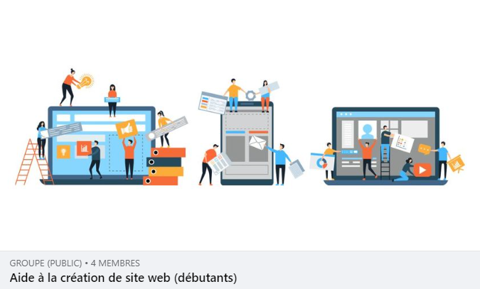 Capture d'écran du groupe Facebook  "Aide à la création de site web (débutants)"